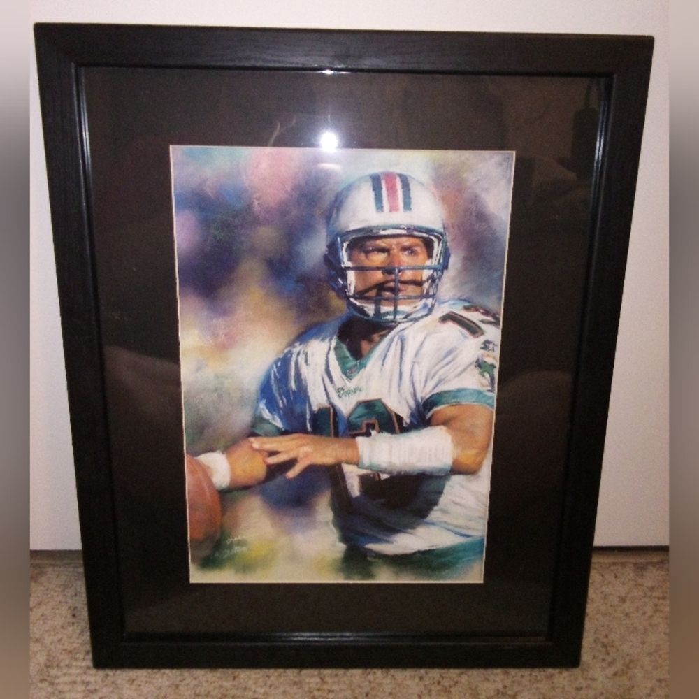 Dan Marino chalk pastel artwork signed by artist